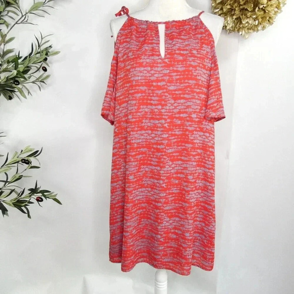 Veronica M. red and blue patterned women's dress - Picture 1 of 7